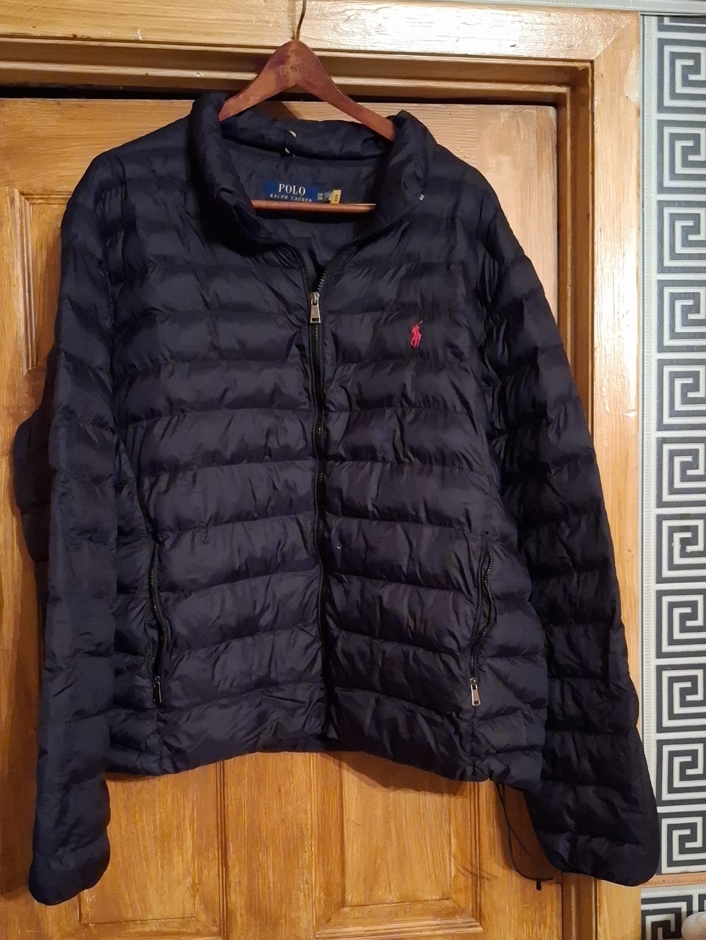 Polo by Ralph Lauren Navy Quilted Down Jacket with Red Pony